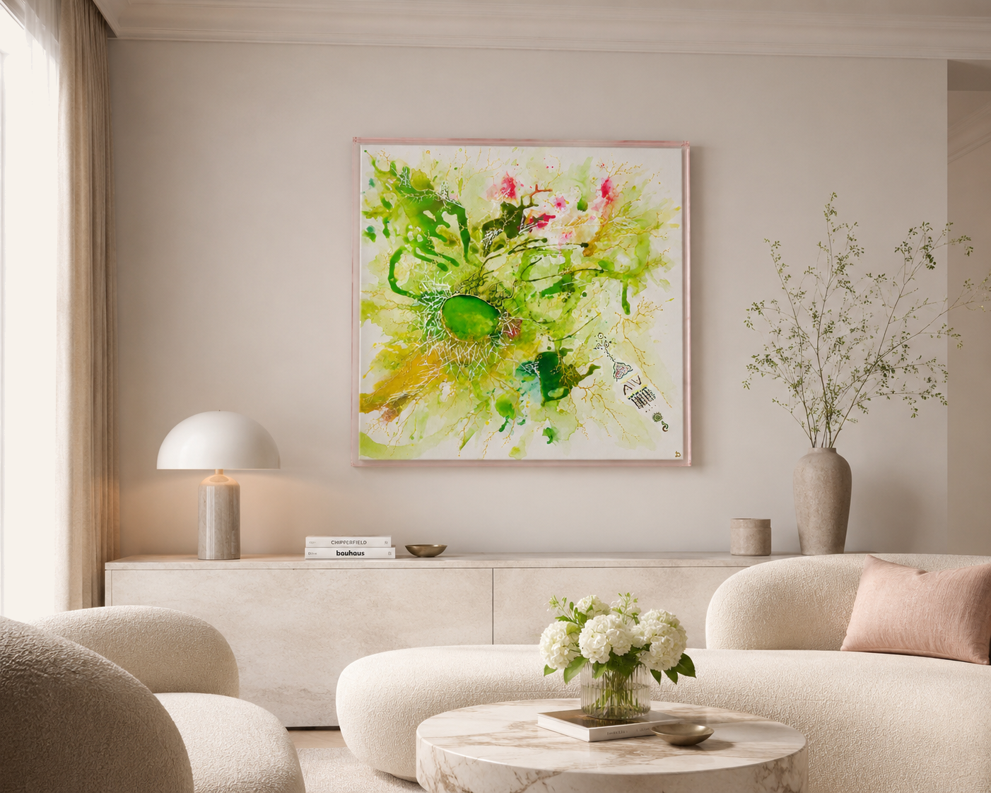 Chlorophyll Heart painting by Dominika P. in a living room